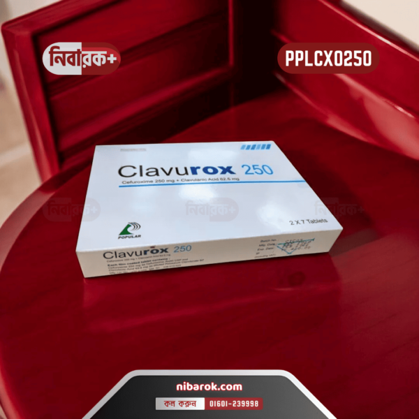 Blister pack of Clavurox 250 tablets, displaying clear labeling and dosage information.