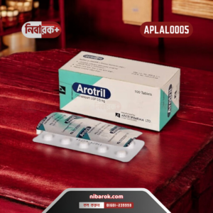 A pack of Arotril 0.5mg tablets on a pharmacy shelf.