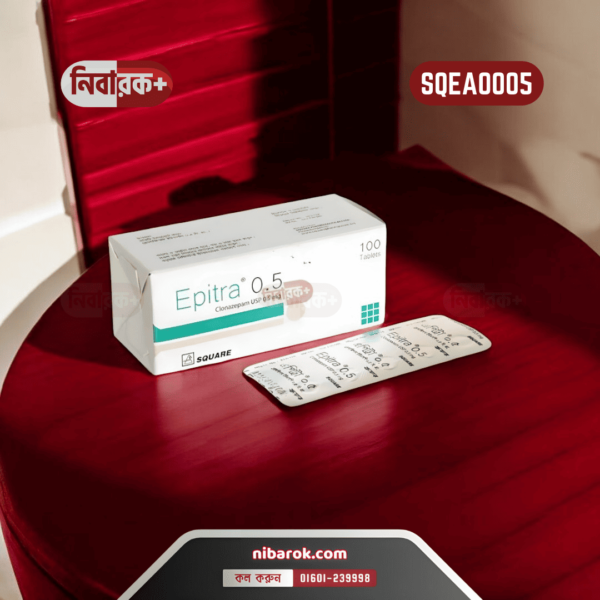 Packaging of Epitra 0.5 mg tablets by Square Pharmaceuticals.