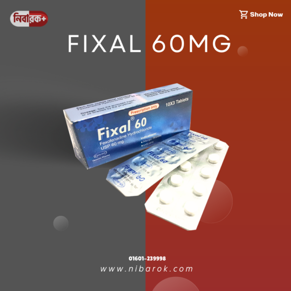 Blister pack of Fixal 60 tablets for allergy relief.