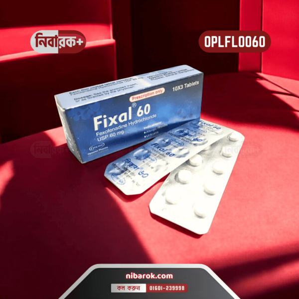 Blister pack of Fixal 60 tablets for allergy relief.