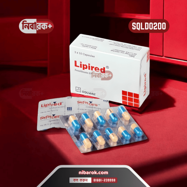 Close-up image of Lipired 200 capsule packaging by Square Pharmaceuticals Ltd.