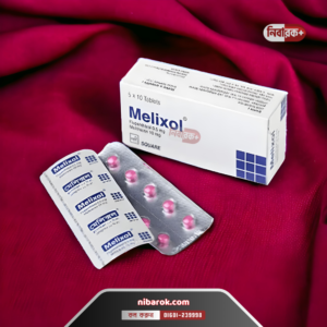 A bottle of Melixol tablets, with two visible tablets next to the bottle on a clean, white background.