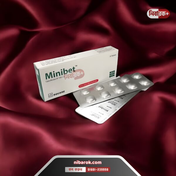 Blister pack of Minibet 100 mg tablets.