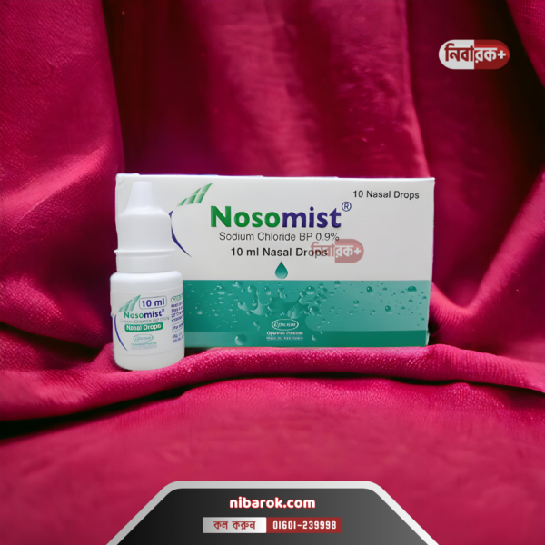 Nosomist 10 ml Nasal Drop: Sodium Chloride solution for nasal congestion relief.