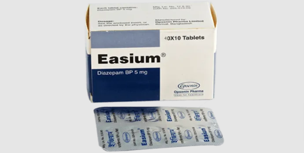 A blister pack of Easium 5mg Tablets showing the branding and packaging by Opsonin Pharma Limited.