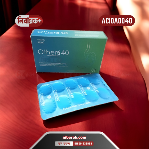 Blister pack of Othera 40 tablets with a glass of water.