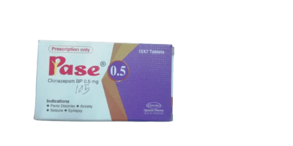 Bottle of Pase 0.5 mg tablets.