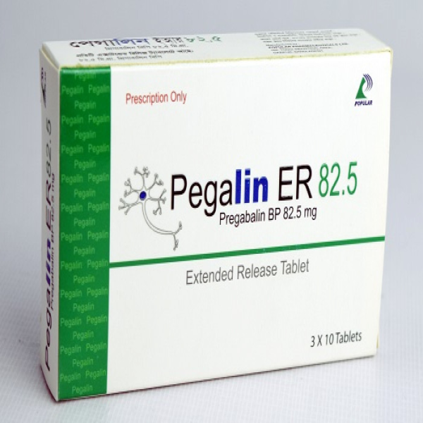 Blister pack of Pegalin ER 82.5 mg tablets.