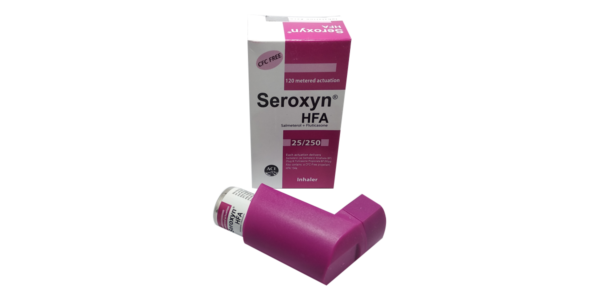 Seroxyn HFA 25/250 inhaler, used for asthma and COPD treatment.