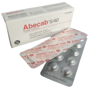 Abecab 5/40 tablets blister pack with ACI Limited branding.