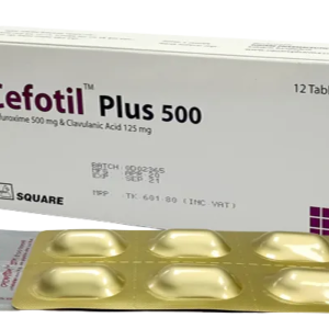 Cefotil Plus 500 Tablet box containing 500mg Cefuroxime and 125mg Clavulanic Acid