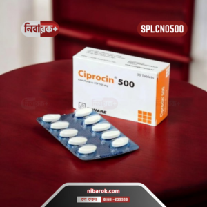 A blister pack of Ciprocin 500 tablets, containing Ciprofloxacin, displayed against a neutral background.