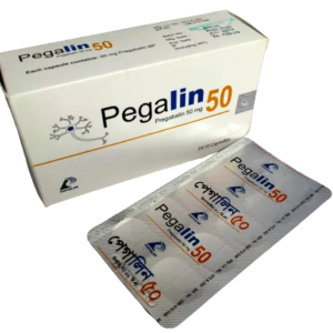 A blister pack of Pegalin 50 capsules from Popular Pharmaceuticals Ltd.