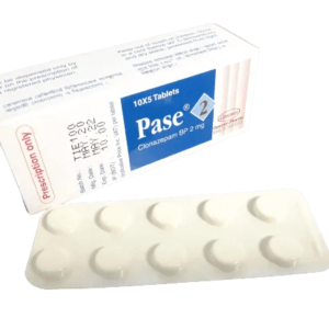 Image of Pase 2 Tablet packaging containing Clonazepam 2mg, manufactured by Opsonin Pharma Limited.