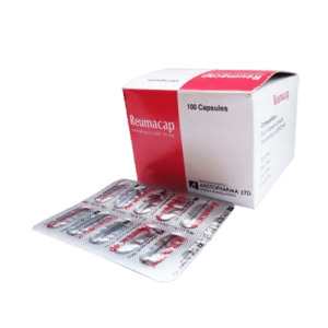 Reumacap 25mg capsule blister pack, used for pain relief and inflammation reduction.