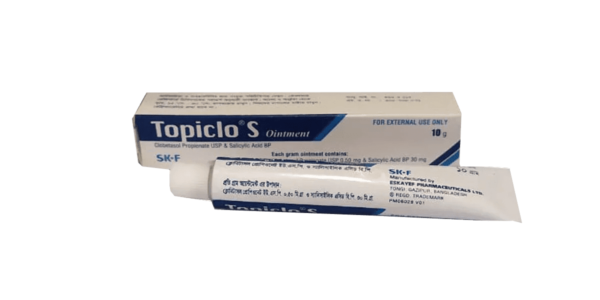 "Topiclo-S Ointment - Clobetasol Propionate and Salicylic Acid for psoriasis and eczema treatment."