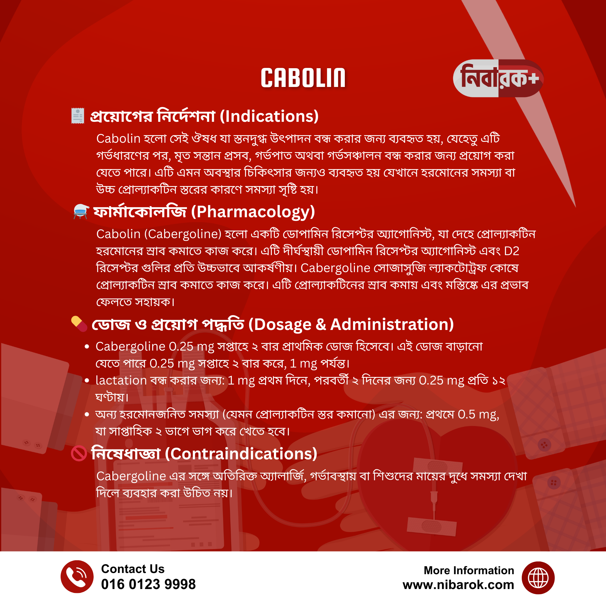 Taking CABOLIN tablet with water for hormonal treatment