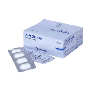 Image of A-Flox 500 capsule packaging with Flucloxacillin Sodium 500mg from The ACME Laboratories Ltd.