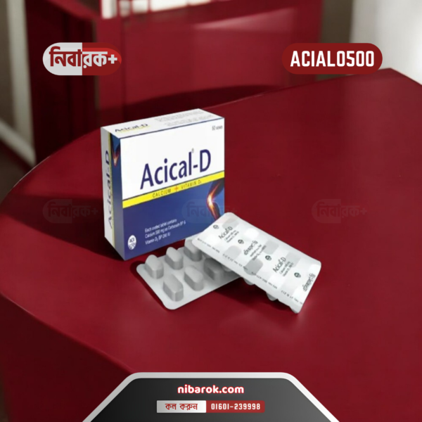 Acical-D tablets containing Calcium and Vitamin D3 for strong bones and osteoporosis prevention.