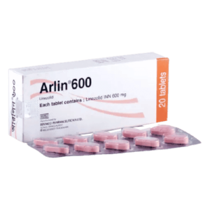 Arlin 600 Tablet (Linezolid 600mg) by Beximco Pharmaceuticals – 10 tablets per pack.