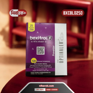 Bexitrol F HFA 25/250 Inhaler product image, showing the inhaler and packaging."