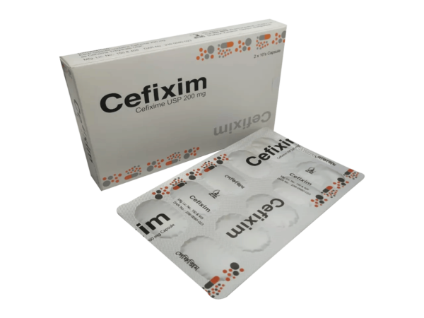 Cefixim 200 mg antibiotic tablets used for treating bacterial infections.