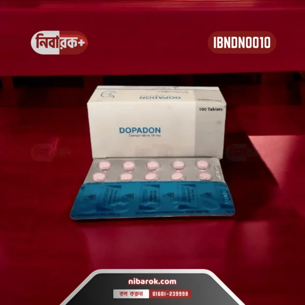 A pack of Dopadon 10 tablets with labeled dosage and brand name.