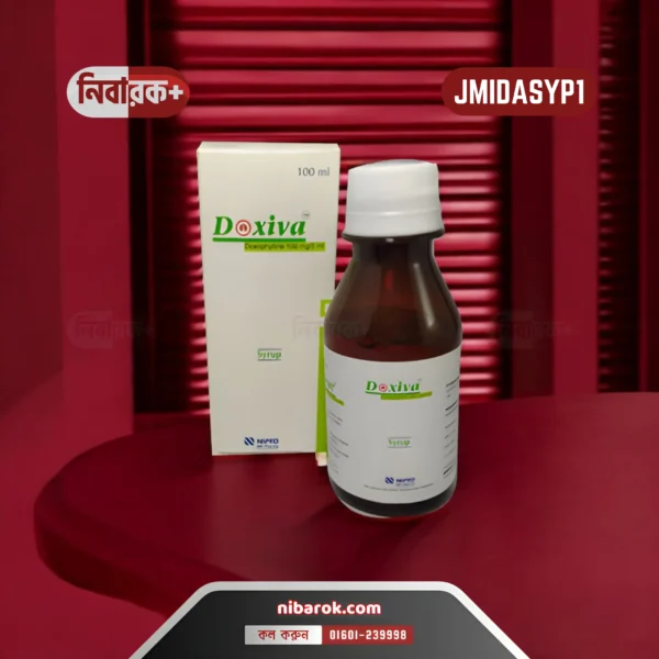 Image of Doxiva 100 ml bottle, a bronchodilator syrup for asthma and COPD treatment.