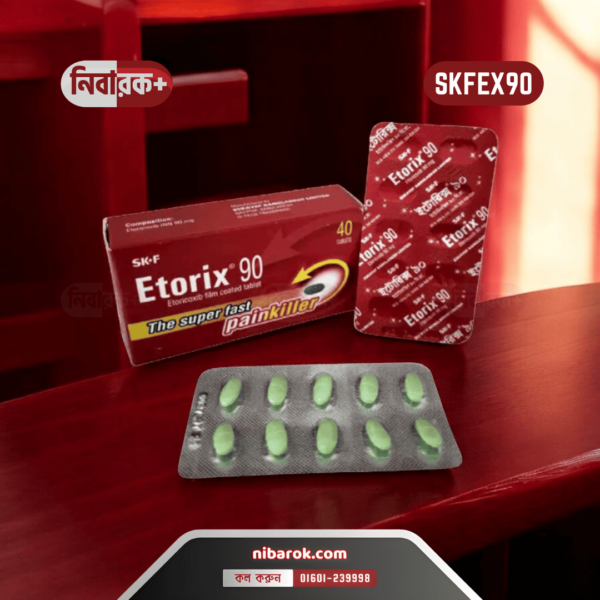 Etorix 90 mg Tablet, a prescription NSAID from SK+F for arthritis and pain relief.