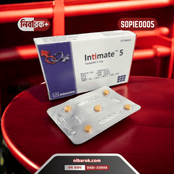 Intimate 5 Tadalafil 5mg Tablet for ED and BPH by Square Pharmaceuticals.