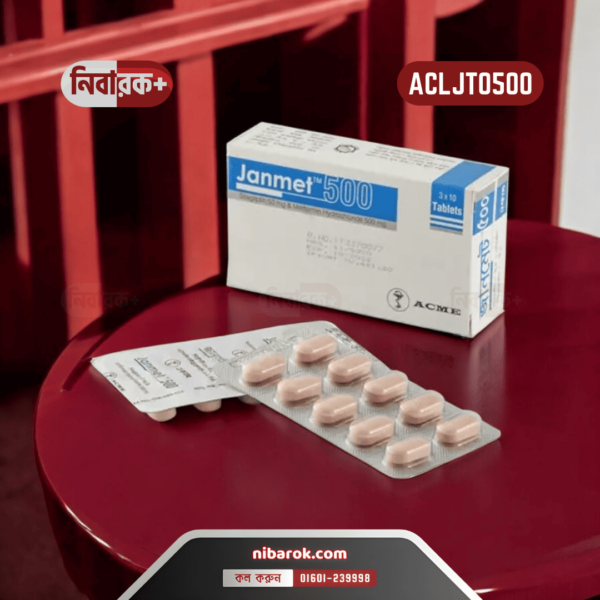 Janmet 500 Tablets for Type 2 Diabetes, Sitagliptin and Metformin, diabetes management medication in a white blister pack."