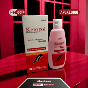 Ketozol Shampoo bottle on a white background, highlighting its antifungal benefits for skin and scalp health.