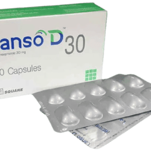 Lanso D 30 capsule packaging containing dexlansoprazole for treating acid-related conditions.