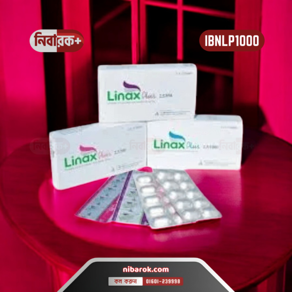 A blister pack of Linax Plus 5/1000 tablets showing the packaging details for type 2 diabetes medication.