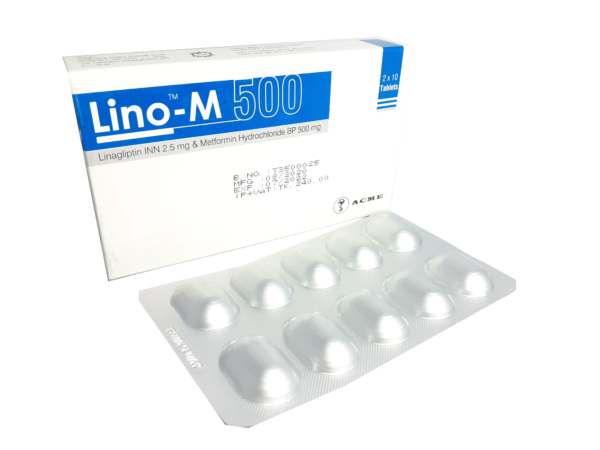 Lino-M 500 tablet pack containing Linagliptin 2.5mg and Metformin 500mg