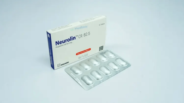 A box of Neurolin CR 82.5mg tablets from Square Pharmaceuticals, displayed against a neutral background.