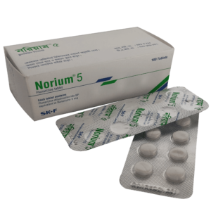 "Norium 5 Tablet packaging showing dosage information."