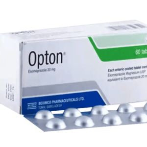 Opton 20 tablet pack featuring Esomeprazole magnesium by Beximco Pharmaceuticals Ltd.