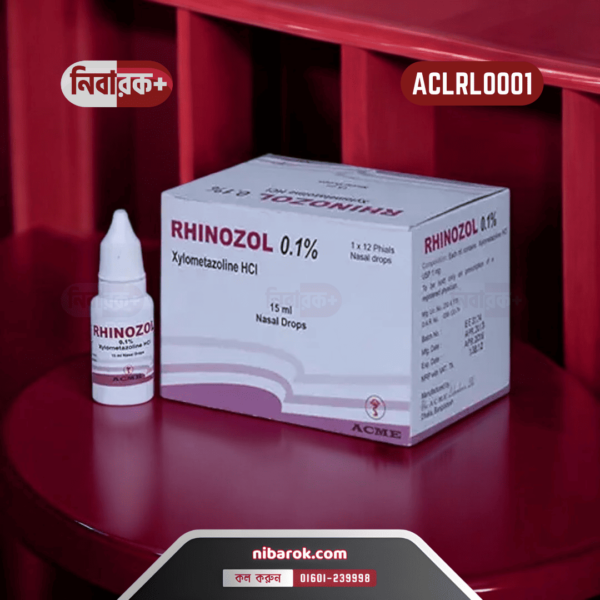 Rhinozol 0.1% Nasal Drop, nasal decongestant by ACME Laboratories."