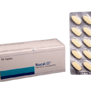 A pack of Rocal-D Tablets containing essential Calcium and Vitamin D3 for bone health.