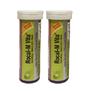 Image of Rocal-M Vita Tablet Pot from Healthcare Pharmaceuticals Limited containing multiminerals, vitamin D3, and calcium carbonate.