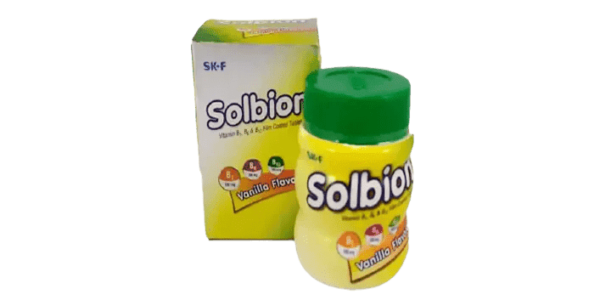 A blister pack of Solbion tablets, containing essential B vitamins for nerve health and energy production.