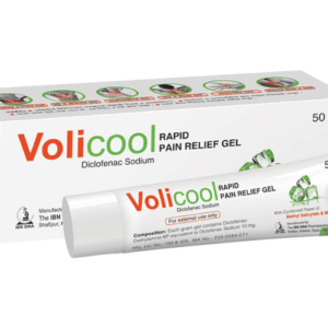 Image of Volicool 50 gm Diclofenac Gel tube, used for pain relief.