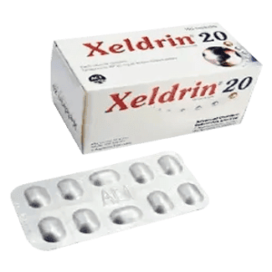 Image of Xeldrin 20 capsule packaging.