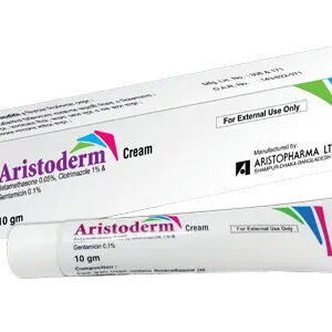 Packaging of Aristoderm Cream featuring Betamethasone, Gentamicin, and Clotrimazole.