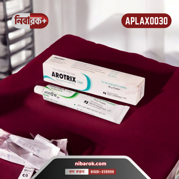 Arotrix 30 Cream packaging by Aristopharma Ltd. for the treatment of scabies and lice infestations.