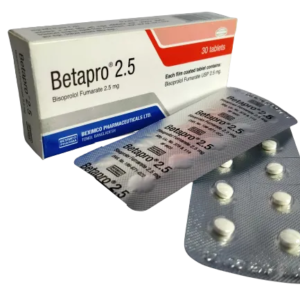 "Betapro 2.5 Tablet - Bisoprolol Hemifumarate 2.5mg for hypertension, angina, and heart failure management."