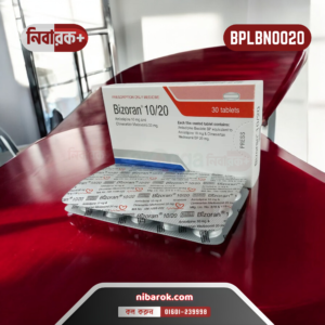 A blister pack of Bizoran 10/20 tablets displayed on a clean background, emphasizing the medication's branding and dosage information.