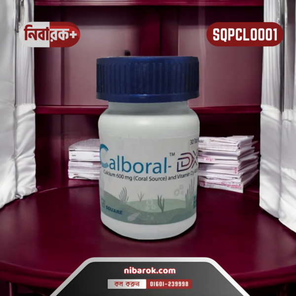 A bottle of Calboral-DX tablets, highlighting its use for calcium and vitamin D3 supplementation.